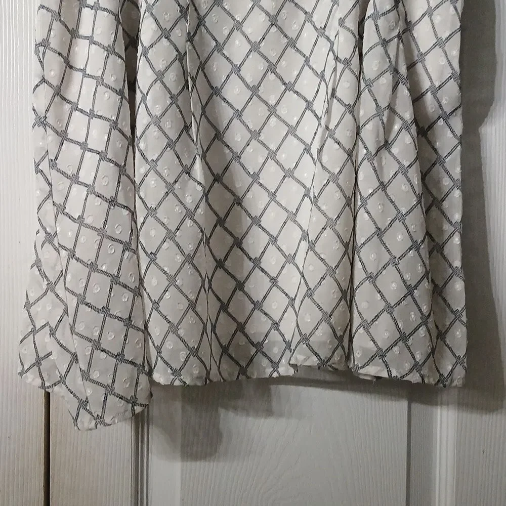 Banana Republic Factory  Skirt Mini  White Blue Pattern Lined Sz 8 NWOT
